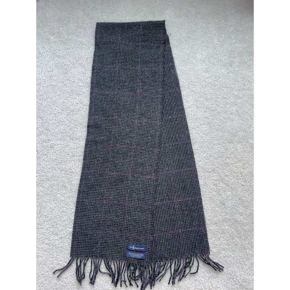 Ralph Lauren Other - Ralph Lauren Polo 100% Wool Brown/Purple Houndstooth & Windowpane Scarf-63"x10"